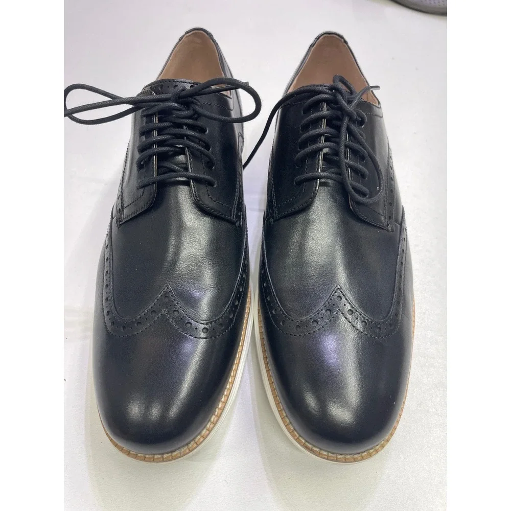 Cole Haan Grand.OS Mens Black Leather Wingtip Oxford Shoes C26469 Sz 11.5 M NEW